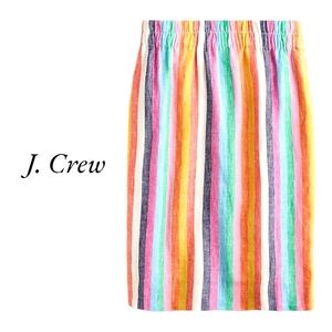 J. CREW Pull-on linen skirt in rainbow stripe